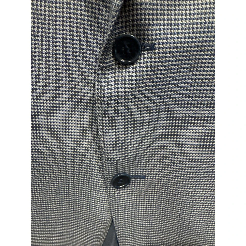 Current Canali 1934 Wool Blazer Sport Coat Gray/Blue Houndstooth Tailored 44R